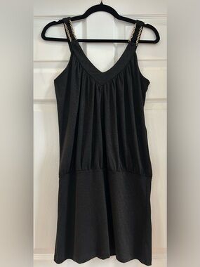 Vintage Mandee Black Sleeveless Dress with Gold Chain Straps